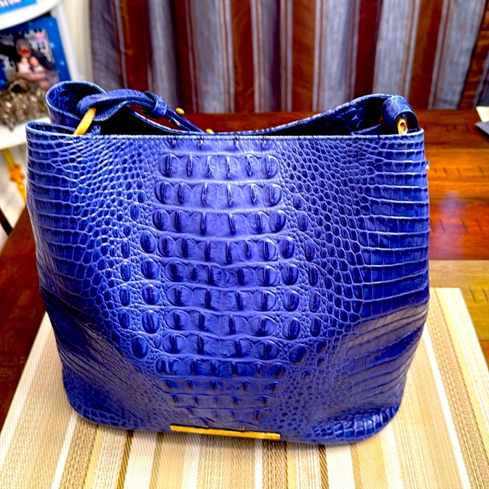 Brahmin Camden Leather Bucket Sapphire Cobalt Blue Bag